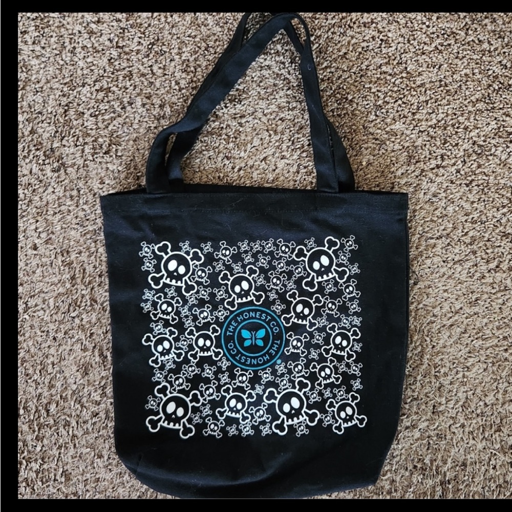 The Honest Co. Skull Pocket Tote Cotton Canvas Bag 19 x 14